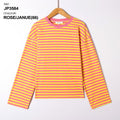 rose jaune T-shirts - Contrast border striped longsleeve van Kilky