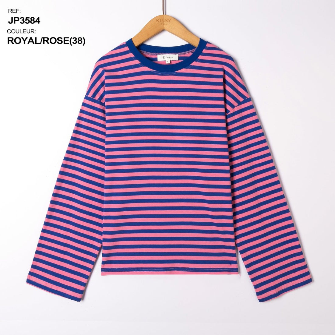 rose jaune T-shirts - Contrast border striped longsleeve van Kilky