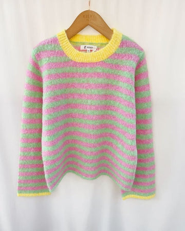 vert jaune pink One Size Pulls - Contrast collar striped pull van Kilky