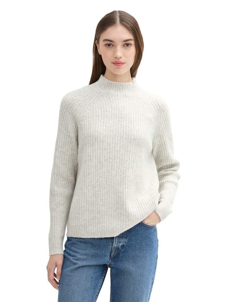 Marble Beige Melange Pulls - cozy mock neck pullover van Tom Tailor