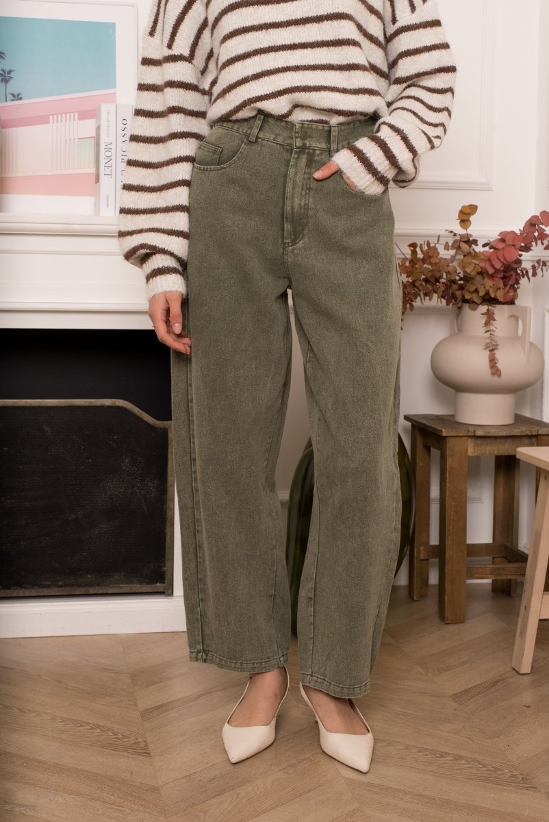 kaki Jeans - Fia Barrel Jeans van Kilky