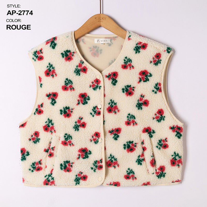 fleurs rouge Jassen - Flower teddy Debardeur van Kilky