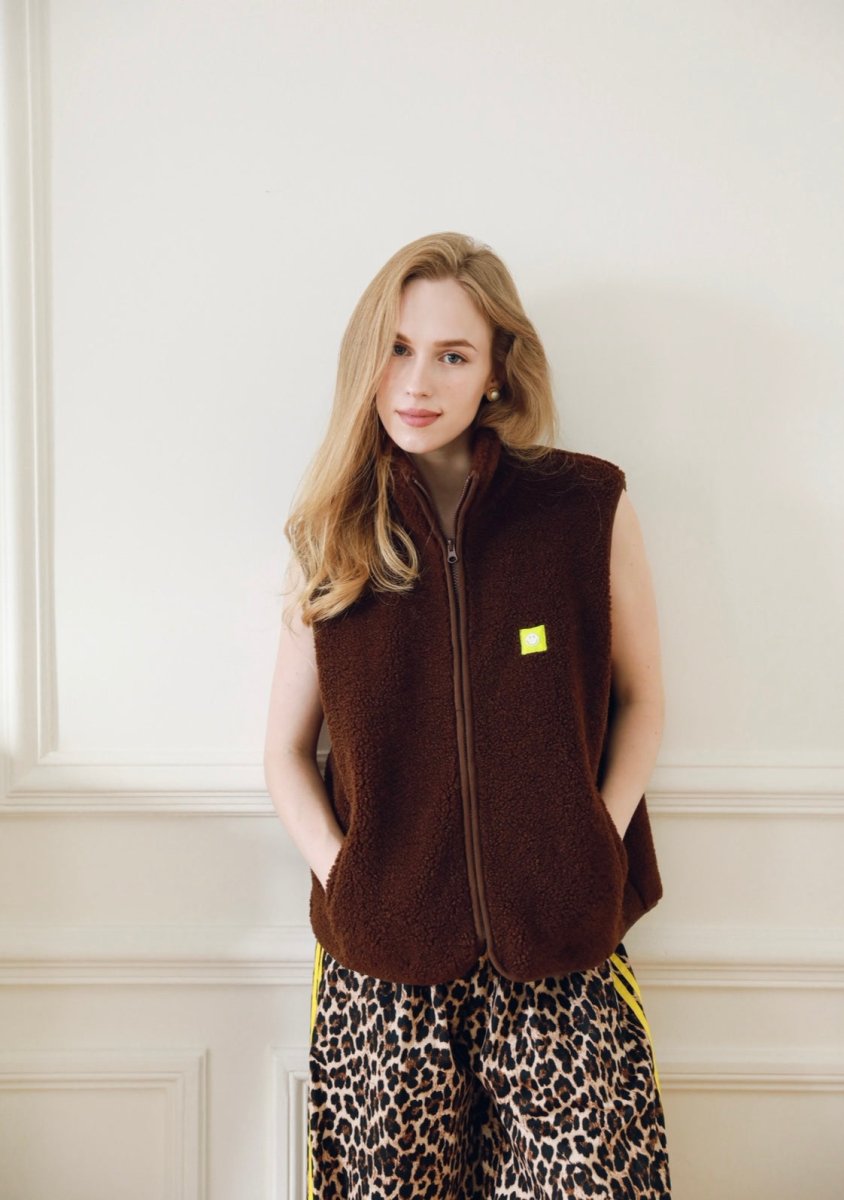 bruin one size Cardigans - fluo heart patch teddy vest van Michael John