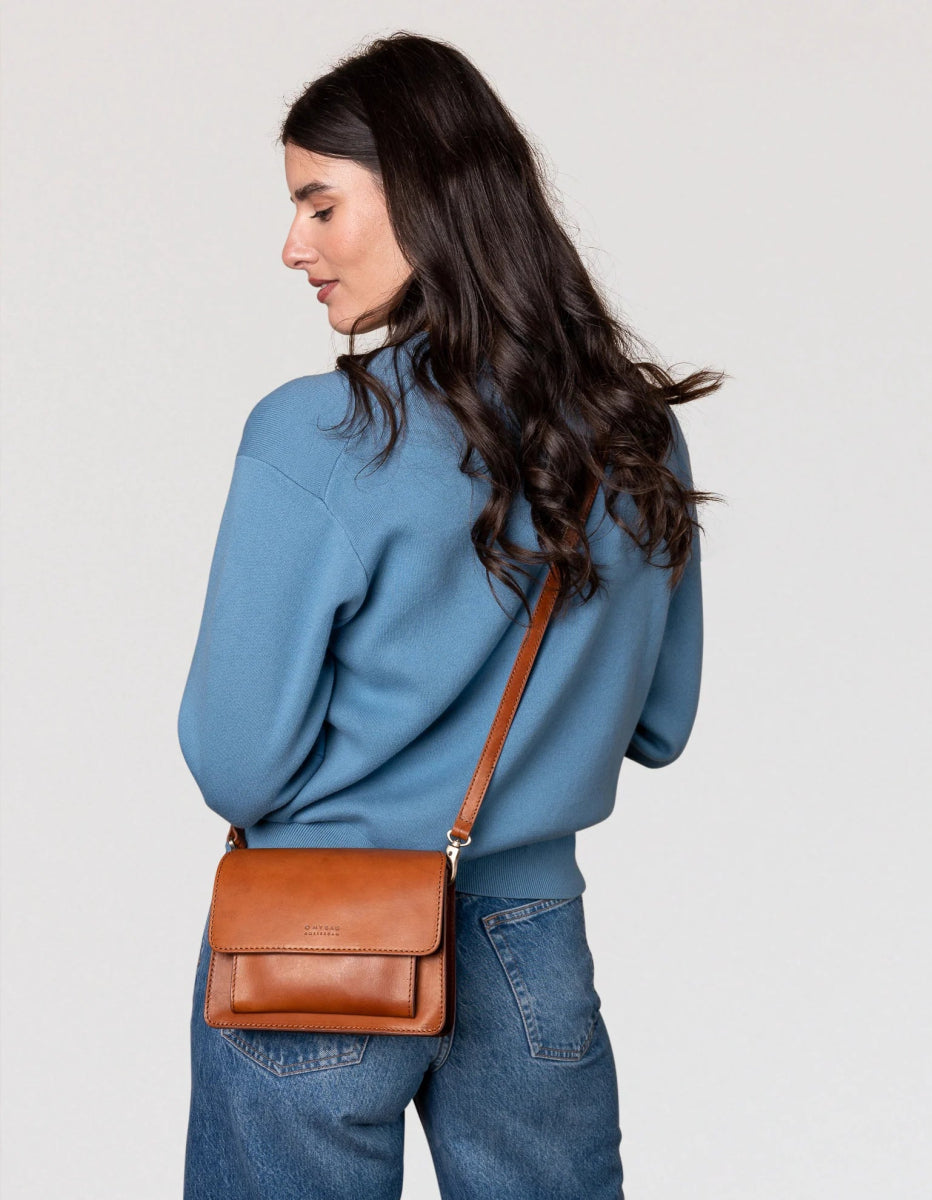 HARPER MINI Cognac Classic Leather - koop Handtassen van O My Bag bij Meisjes Brugge