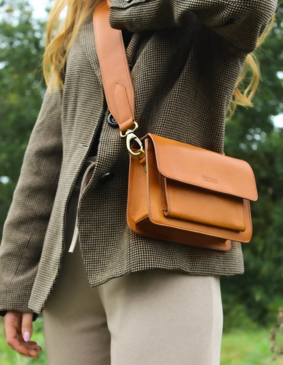 HARPER MINI Cognac Classic Leather - koop Handtassen van O My Bag bij Meisjes Brugge