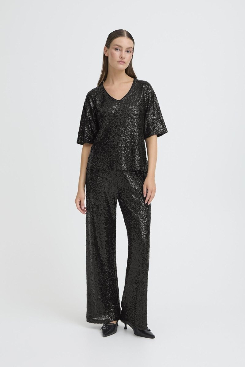 Ihfauca Ss2 Top black van Ichi – T-shirts voor dames | Meisjes Brugge