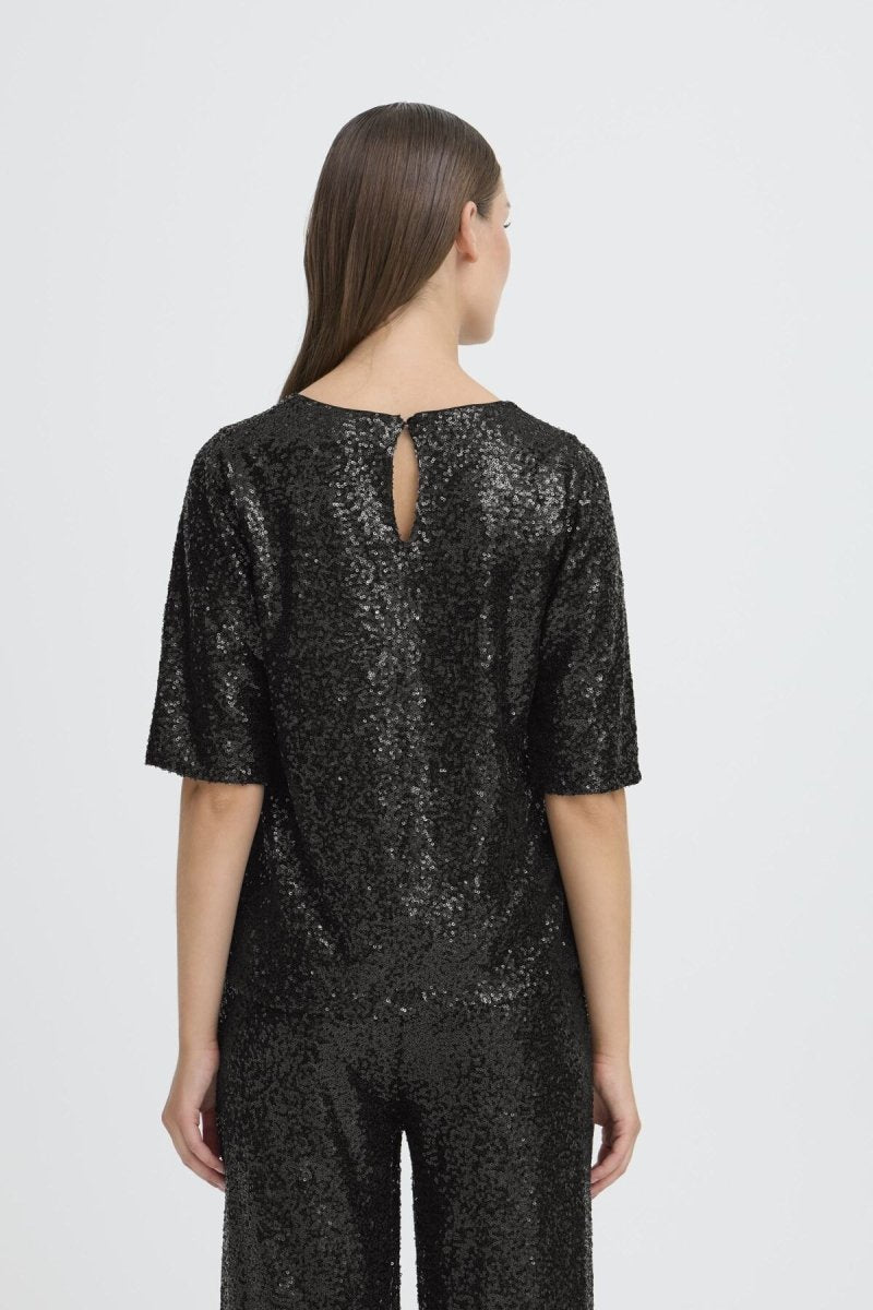Ihfauca Ss2 Top black van Ichi – T-shirts voor dames | Meisjes Brugge