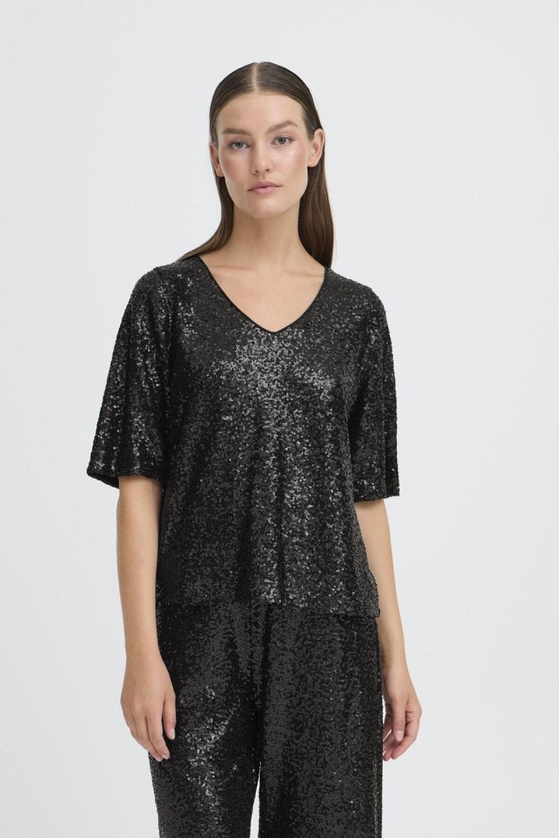 Ihfauca Ss2 Top black van Ichi – T-shirts voor dames | Meisjes Brugge