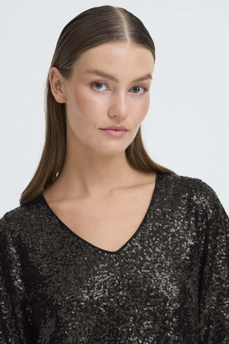 Ihfauca Ss2 Top black van Ichi – T-shirts voor dames | Meisjes Brugge
