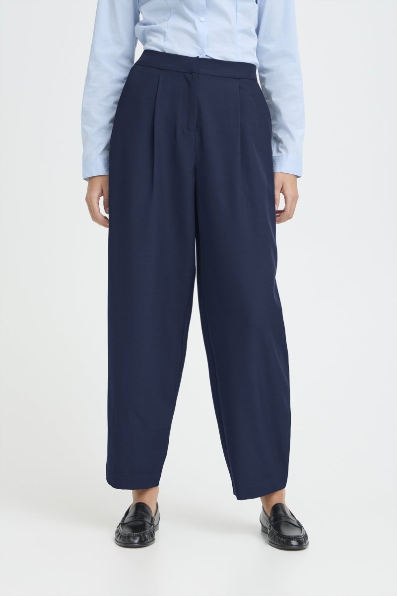 Dark Navy Broeken - Ihfava Barrel Pants van Ichi