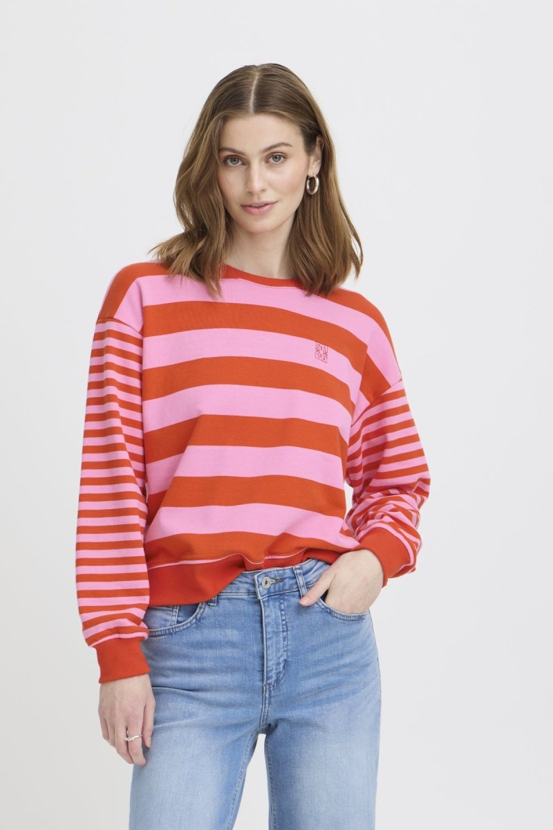 Fiery Red Wild Orchid Stripe Sweaters - Ihlulani Sweater van Ichi