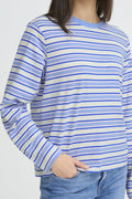 Blue Multi Stripe T-shirts - Ihmira Loose Longsleeve 4 van Ichi