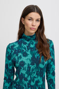 Green-Blue Slate Flower aop Tops - Ihnava Longsleeve 4 van Ichi