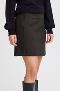 Dark grey melange Rokken - Ihwooly Skirt 3 - AW24 van Ichi