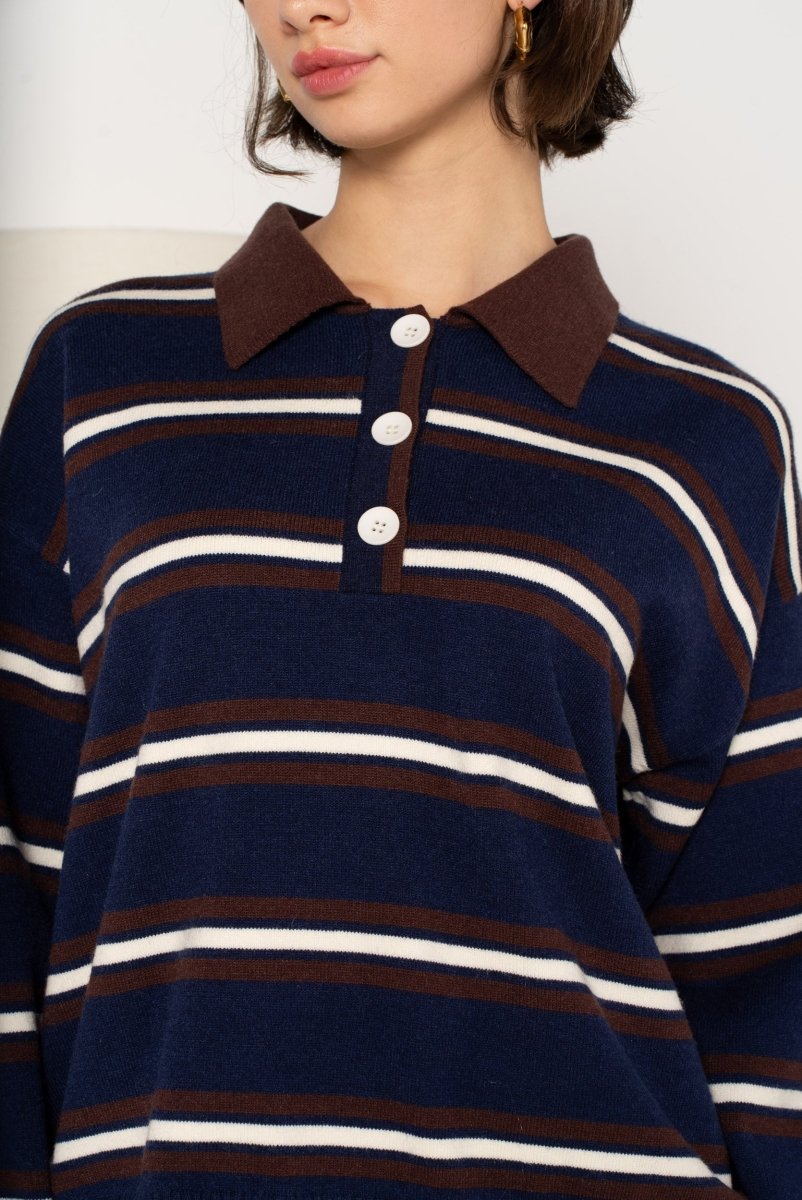 marine One Size Pulls - Janne striped polo sweater van Kilky