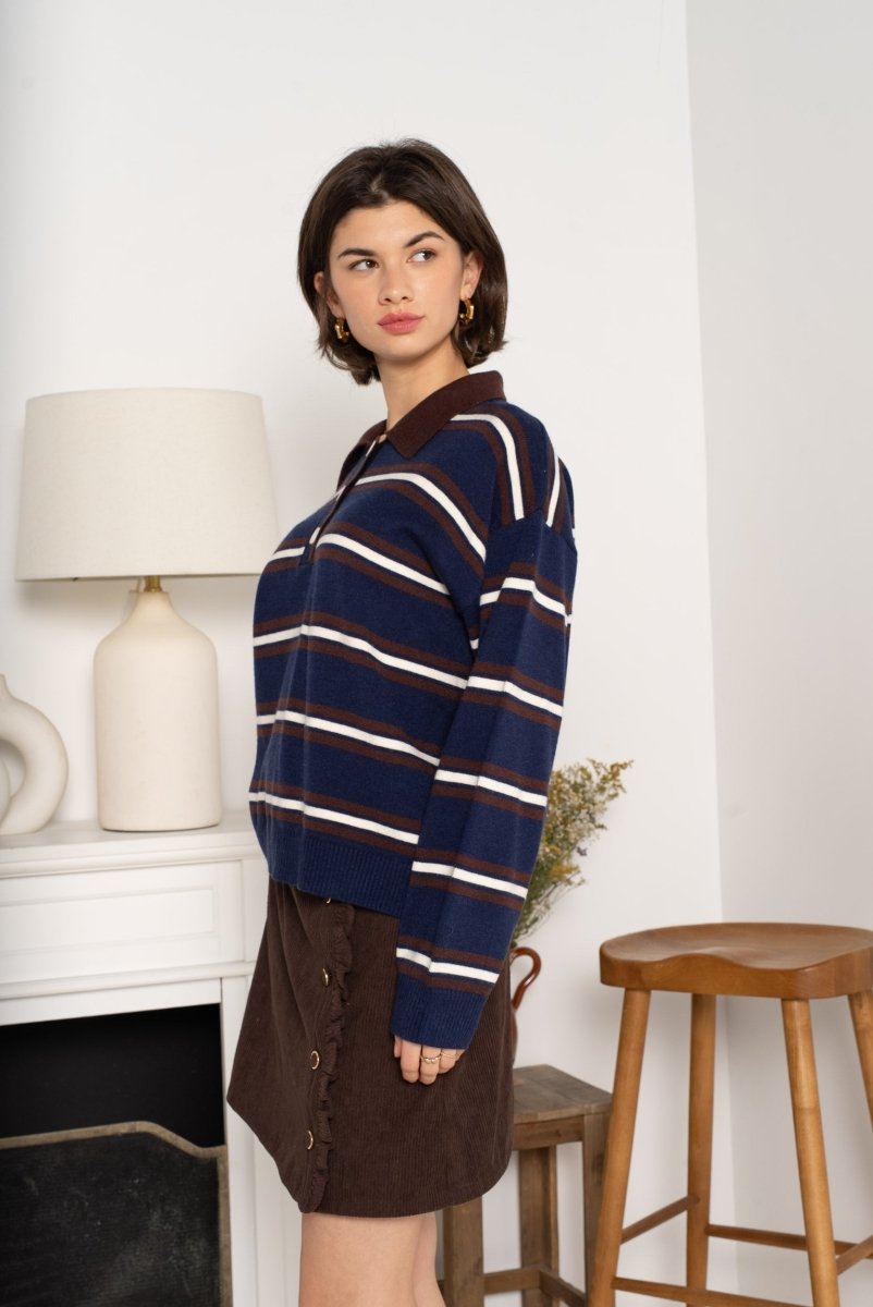 Pulls - Janne striped polo sweater van Kilky