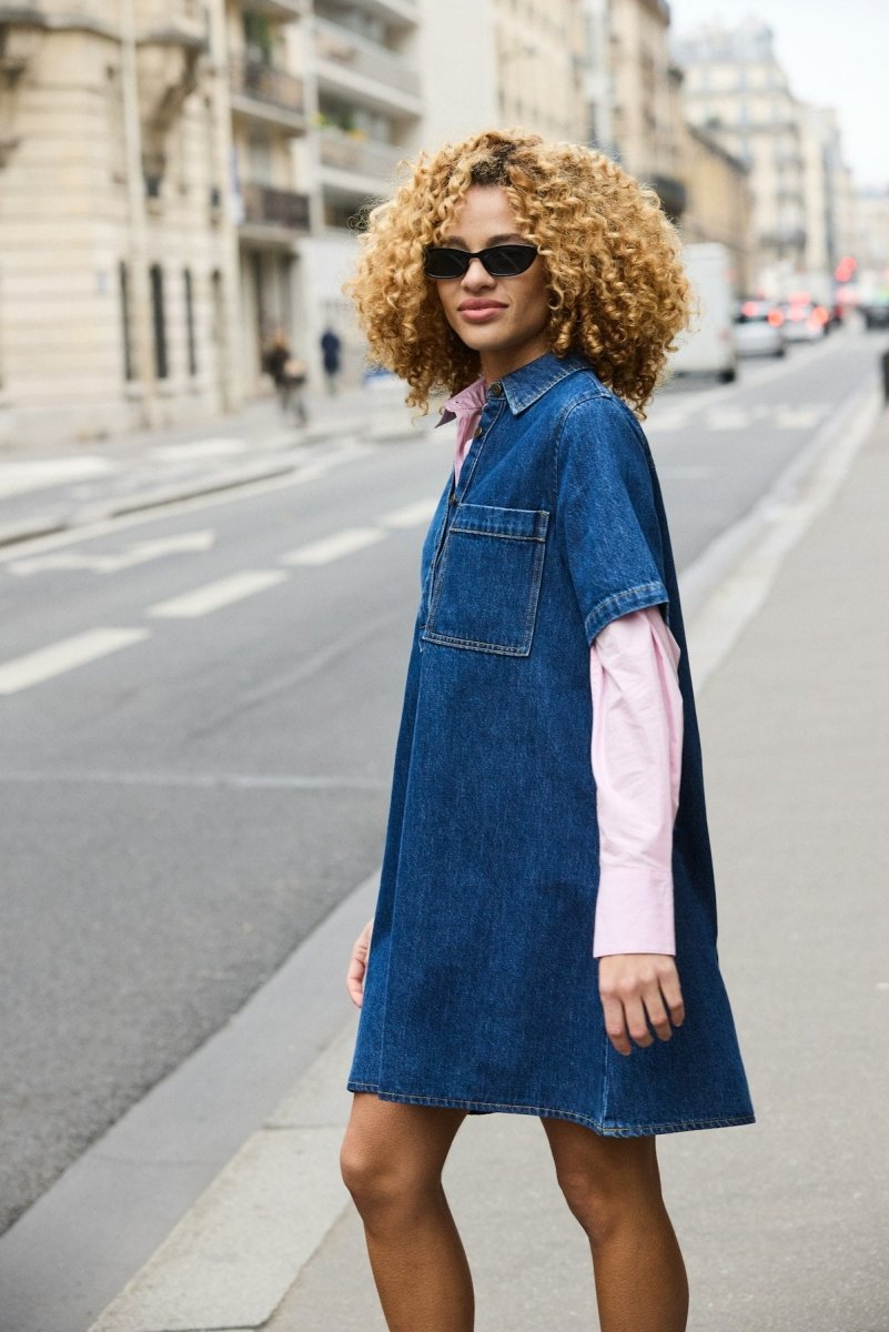 Jurken - Jxamara Sille Ss Short Denim Dress van JJXX