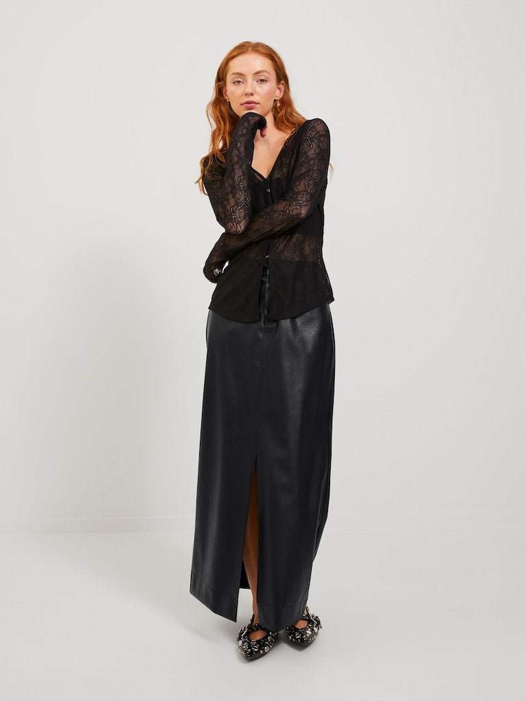 Black Rokken - Jxelva Long Mw Faux Leather Skirt van JJXX