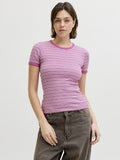 Fiji flower-Brown Lentil Vanilla Ice Tops - Jxfrankie Str Ss Stripe Tee van JJXX