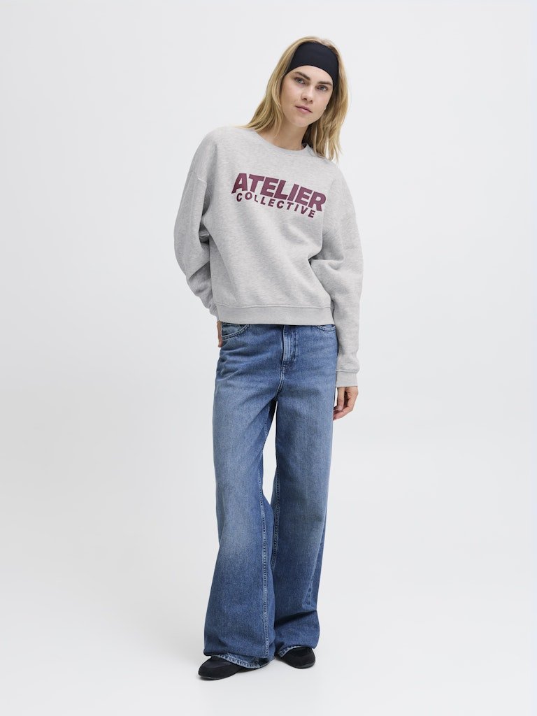 Light grey melange Sweaters - Jxjackie Ls Rlx Print Crew Sweat van JJXX