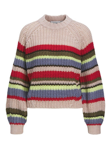 Violet Ice multi color Pulls - Jxkelly Chunky Stripe Crew Neck Knit van JJXX