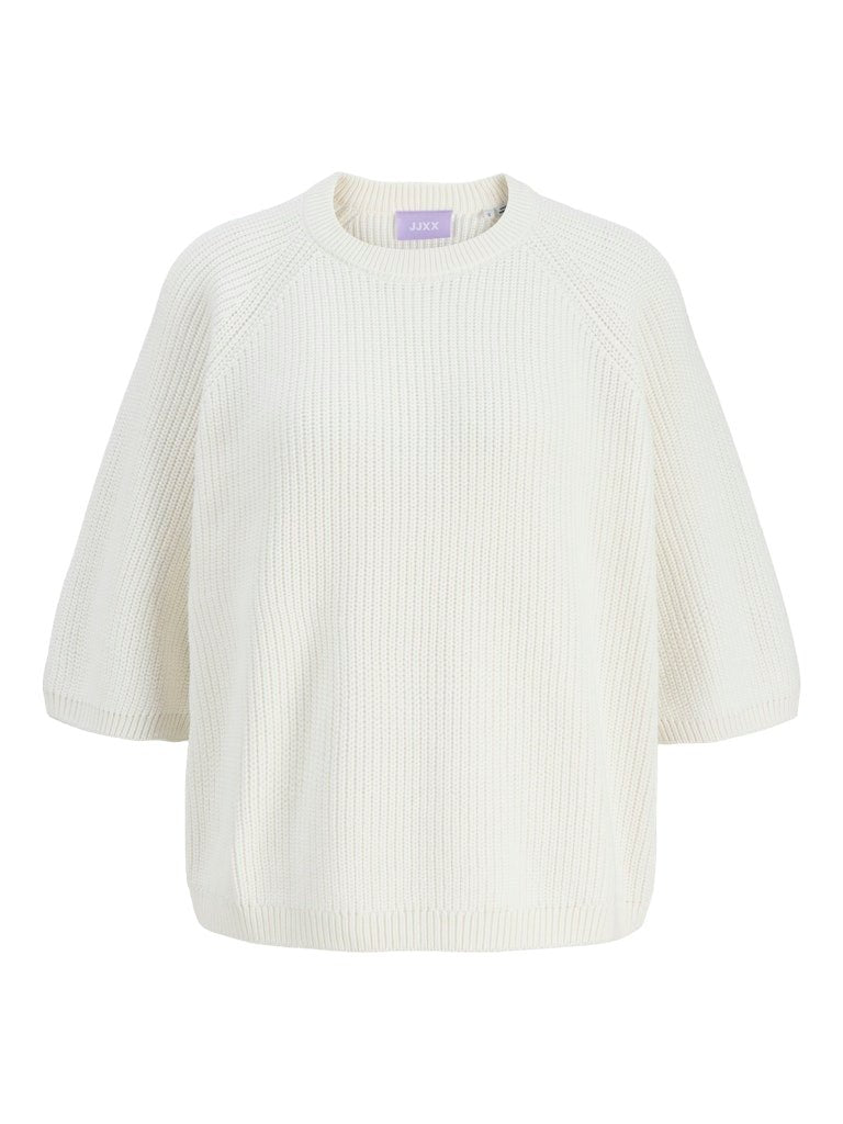 Snow white Pulls - Jxmarge Twist Ss Crew Neck Knit van JJXX
