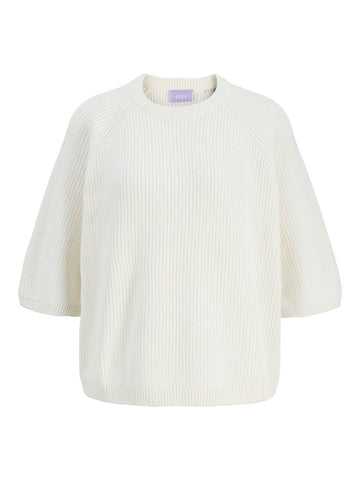 Snow white Pulls - Jxmarge Twist Ss Crew Neck Knit van JJXX