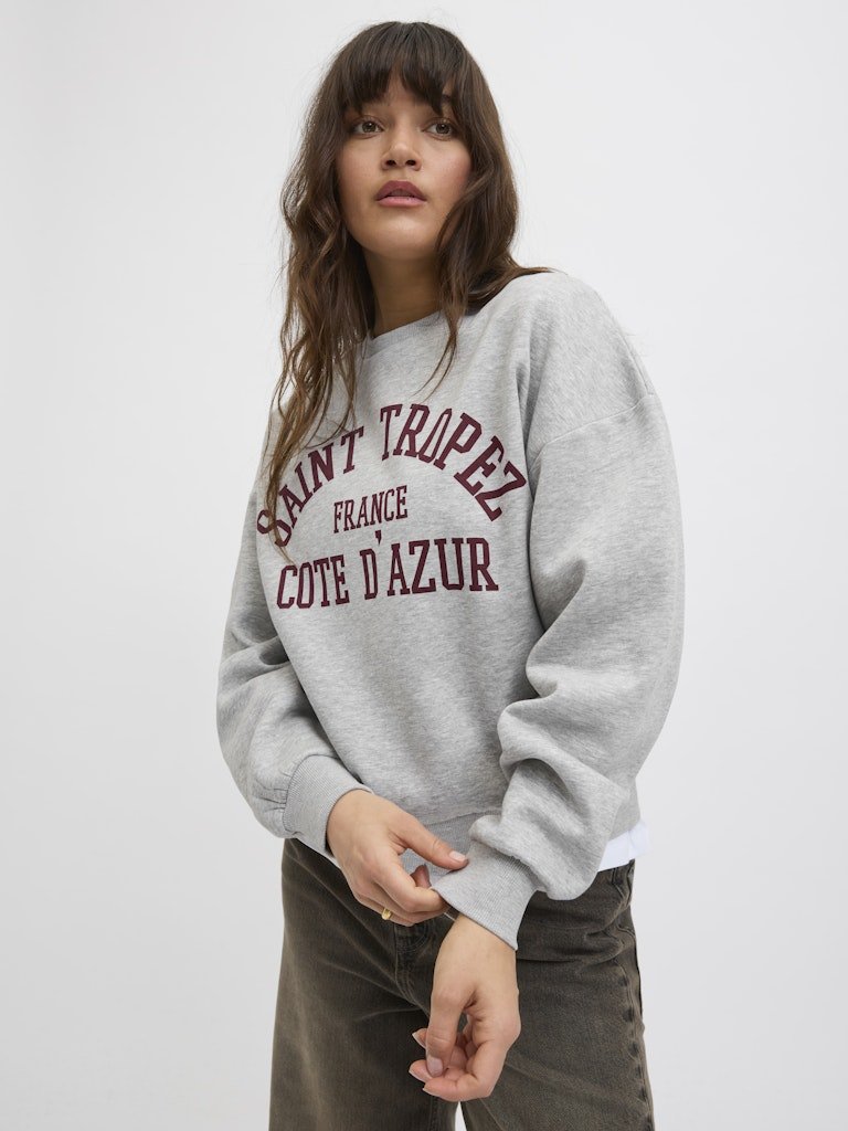 Light Grey Melange SAINT TROPEZ Sweaters - Jxmerle Rlx Short Ls Crew Sweater van JJXX