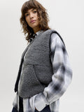 Dark grey melange Cardigans - Jxvera Teddy Vest van JJXX