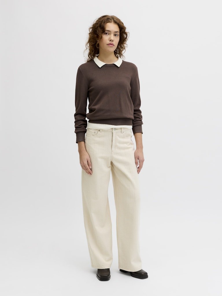 Ecru-Needle stripe 32 Broeken - Jxzoe Sille Wide Hw Pants van JJXX