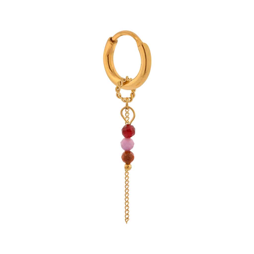 Chain ruby hoop gold K.SH.206.1 Juwelen - Label Kiki oorbel (per stuk) van Label Kiki