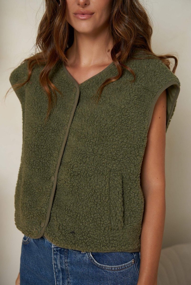 kaki Cardigans - Lara Teddy Vest 4 van Meisjes