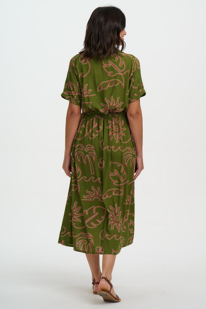 Leigh Midi Shirt Dress - SS26 van Sugarhill Boutique – Jurken voor dames | Meisjes Brugge