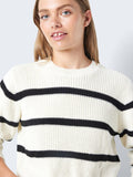 Eggnog BLACK Pulls - Nmmaysa L/S Stripe O-Neck Knit Noos van noisy may