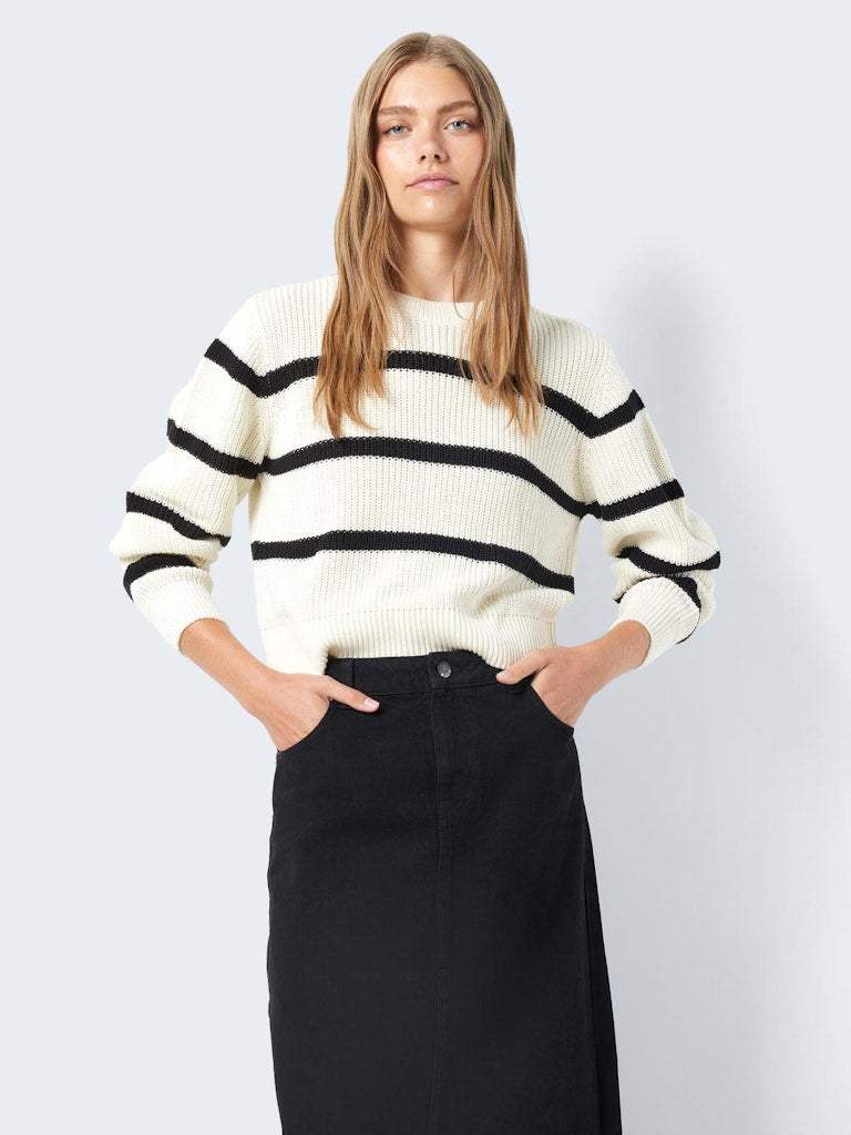 Nmmaysa L/S Stripe O - Neck Knit Noos - koop Pulls van noisy may bij Meisjes Brugge