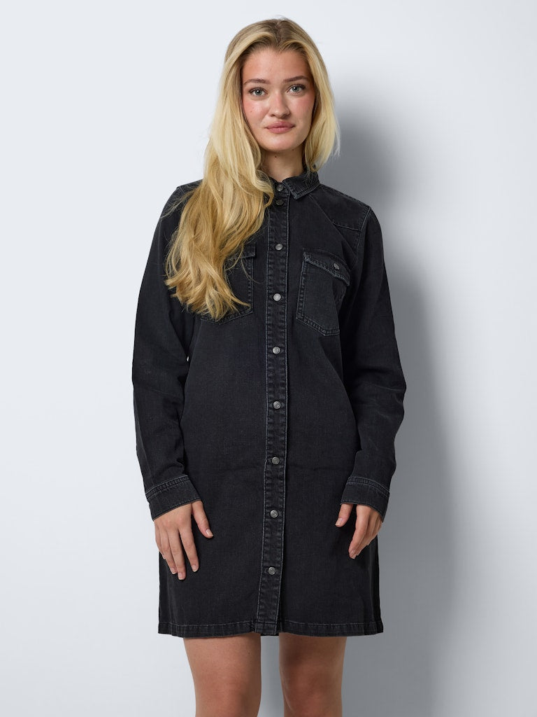 Black Denim Jurken - Nmnew Signe L/S Denim Dress Vi001Bl van noisy may