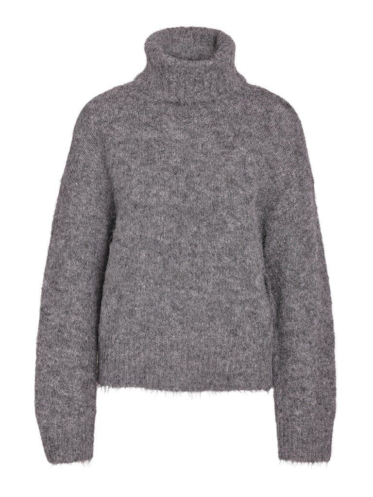 Medium Grey Melange Pulls - Nmsutton L/S Roll Neck Knit van noisy may