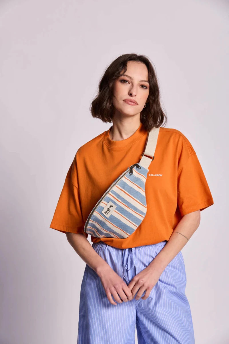 Olivia Bumbag large blue stripes van Hindbag – Handtassen voor dames | Meisjes Brugge
