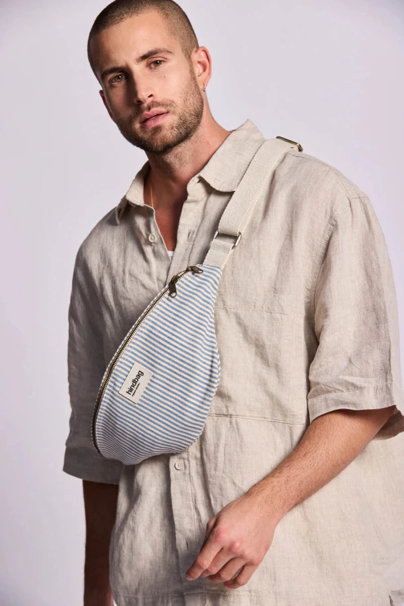 Olivia Bumbag Thin Blue stripes van Hindbag – Handtassen voor dames | Meisjes Brugge