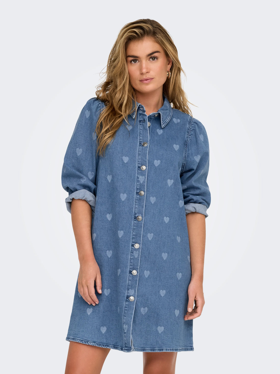 Jurken - Onlalma L/S Heart Dress Denim van Only