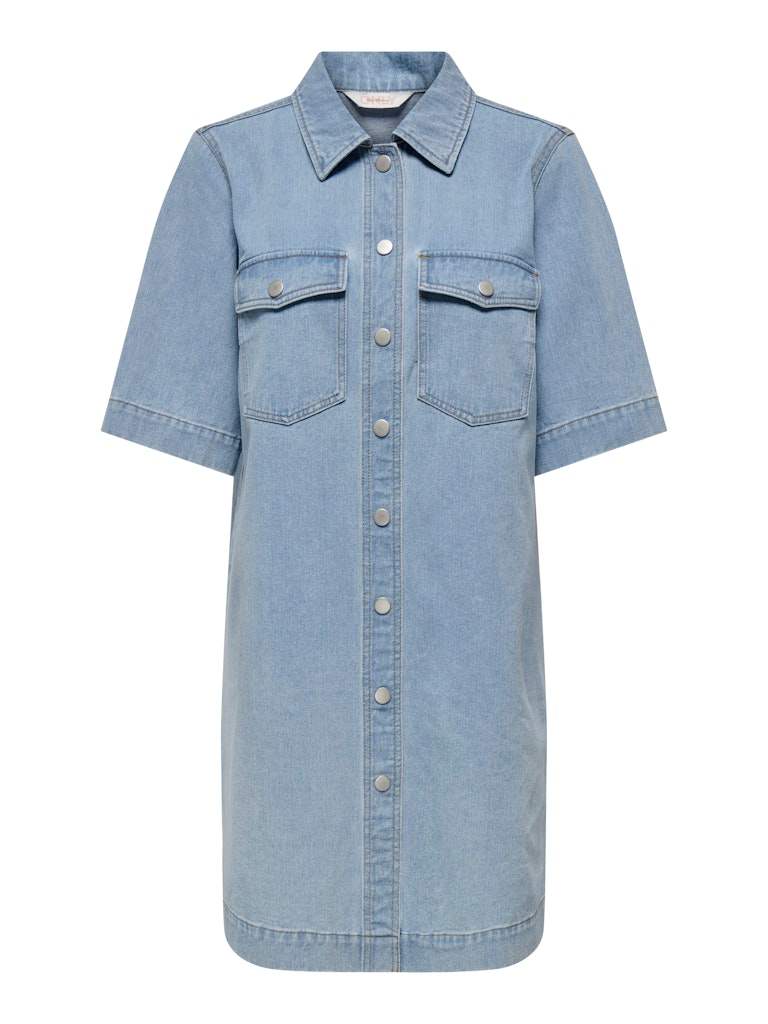 Onlbelle S/S Button Dress Denim Noos - koop Jurken van Only bij Meisjes Brugge