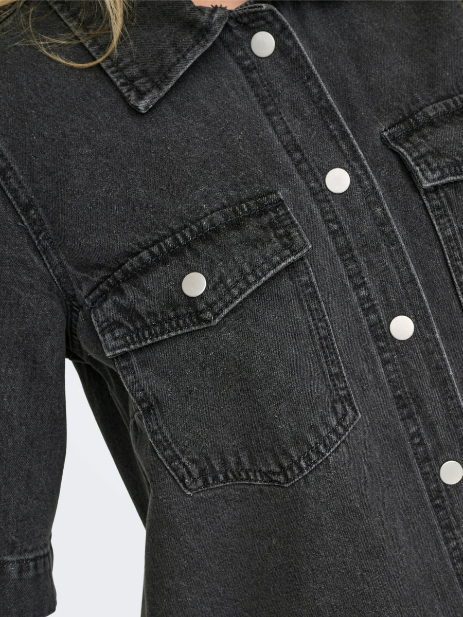 Onlbelle S/S Button Dress Denim Noos - koop Jurken van Only bij Meisjes Brugge