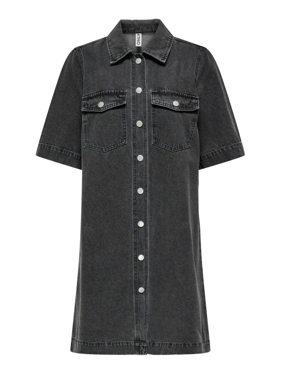 Onlbelle S/S Button Dress Denim Noos - koop Jurken van Only bij Meisjes Brugge
