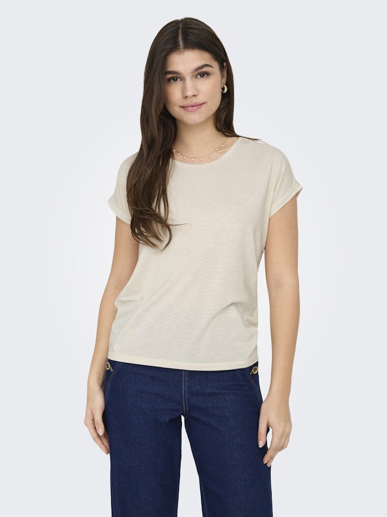 Onlclaudia S/S Glitter Stripe Top - koop Tops van Only bij Meisjes Brugge