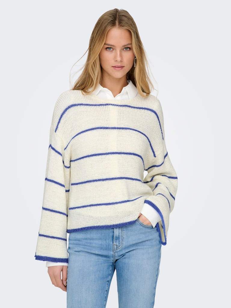 Onlgeena 7/8 Stripe O-Neck Knit van Only – Pulls voor dames | Meisjes Brugge