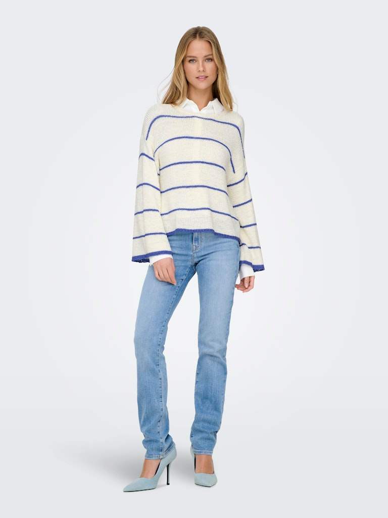 Onlgeena 7/8 Stripe O-Neck Knit van Only – Pulls voor dames | Meisjes Brugge