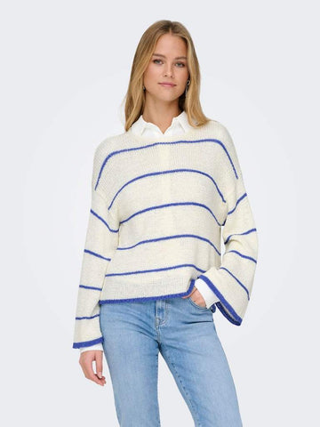 Onlgeena 7/8 Stripe O - Neck Knit - koop Pulls van Only bij Meisjes Brugge