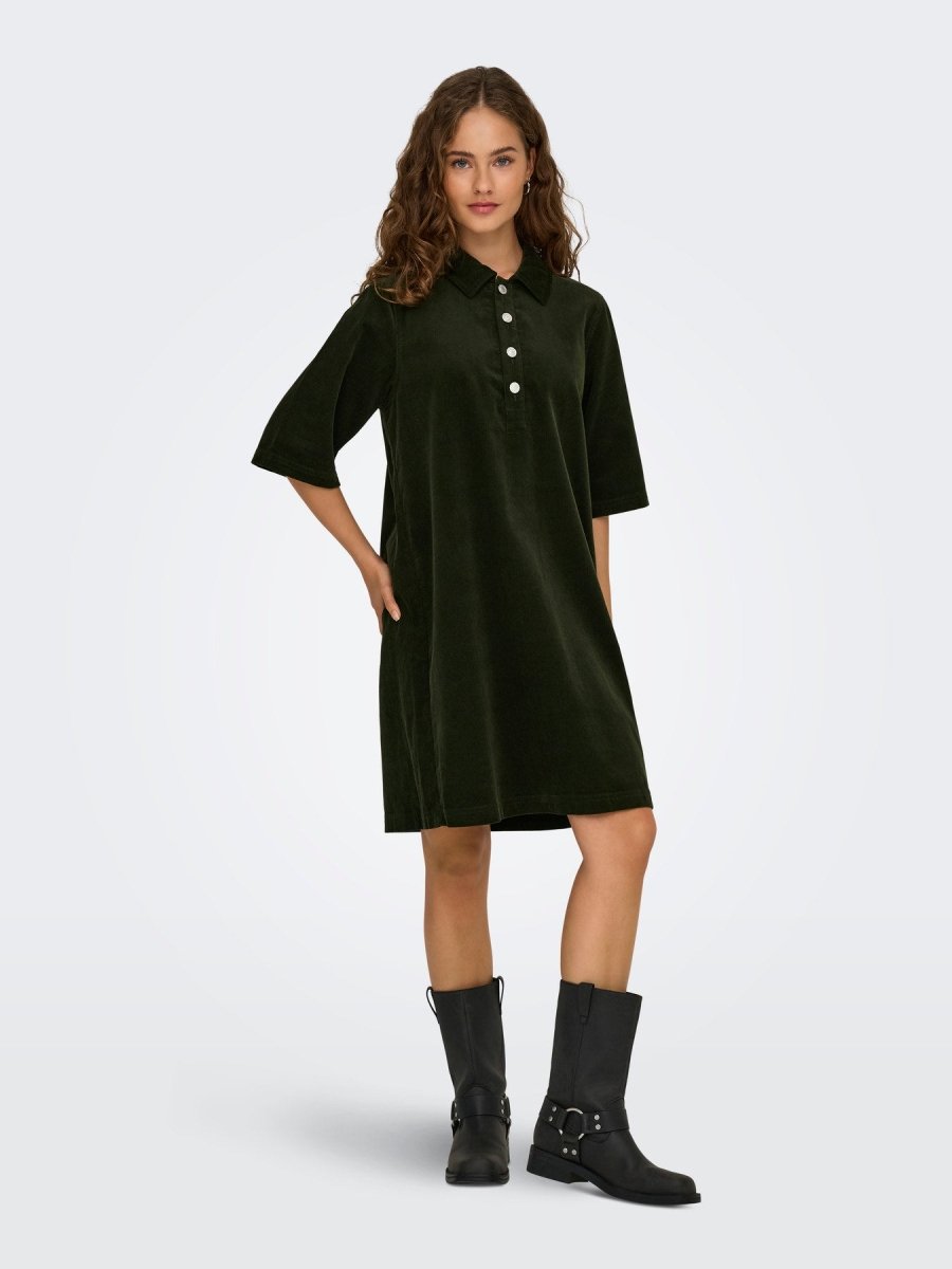 Rosin Jurken - Onlgry-Nessa S/S Corduroy Dress van Only