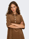 Toasted coconut Jurken - Onlgry-Nessa S/S Corduroy Dress van Only