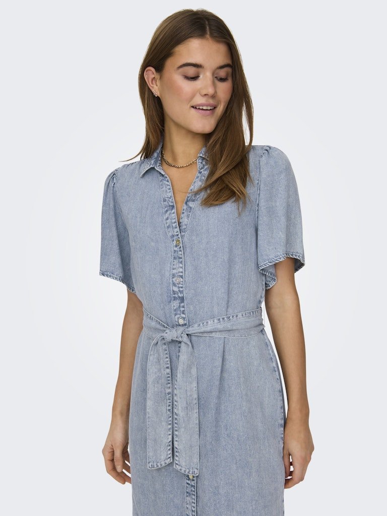 Onlhelena Ss Belted Denim Dress van Only – Jurken voor dames | Meisjes Brugge